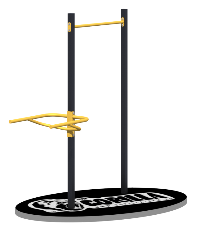 Турник уличный Gorilla-Gym с брусьями 2300х2060х640мм GTU02 желтый