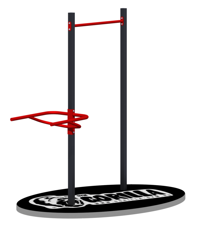 Турник уличный Gorilla-Gym с брусьями 2300х2060х640мм GTU02  красный